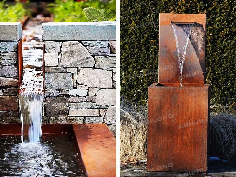 Corten steel water wall for trade show agencies